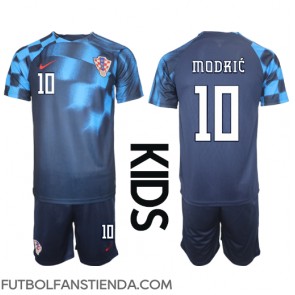 Croacia Luka Modric #10 Segunda Equipación Niños Mundial 2022 Manga Corta (+ Pantalones cortos)